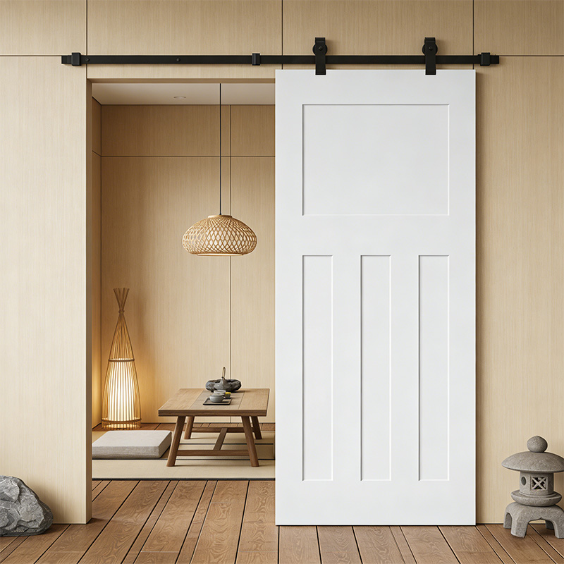 GS-T04 White DIY Interior Sliding Barn Door with Hardware Kit
