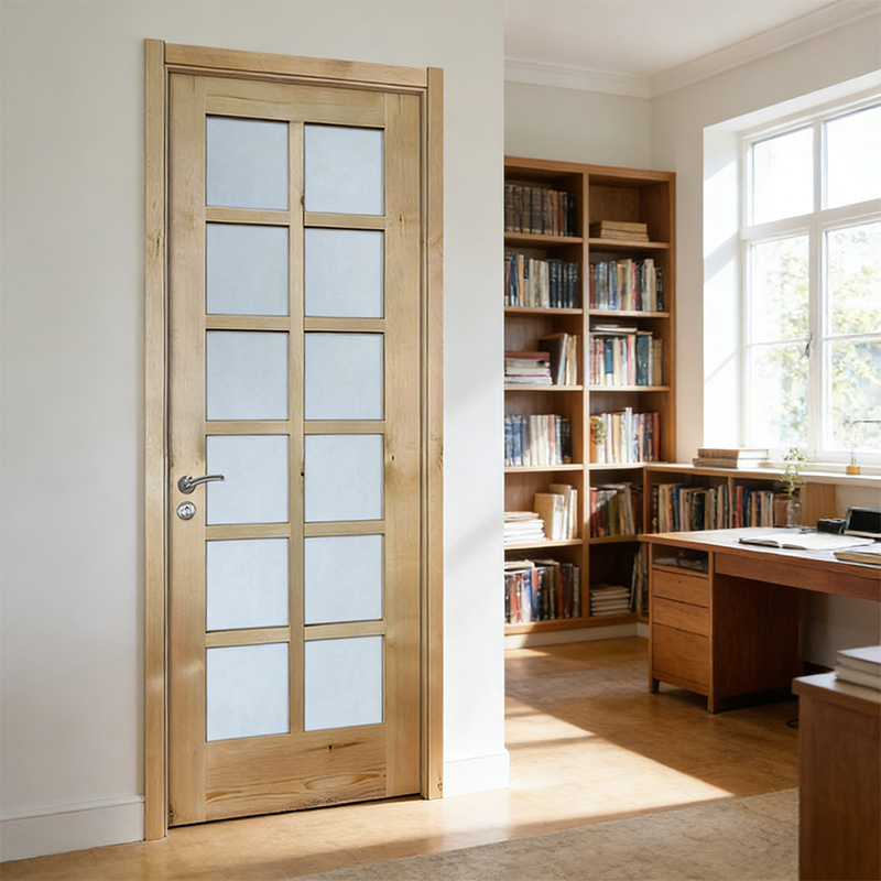 GV-06 Luxury Soundproof Interior Veneered Door With Glass