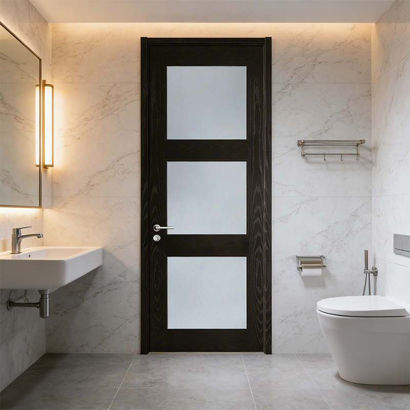 GP-013 Simple Black Painting Glass Single Wooden Door