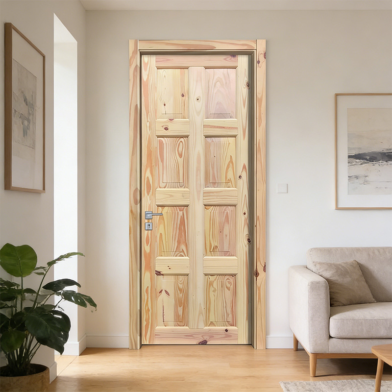GY-PW07 Carving Design Solid Wooden Pine Swing Door