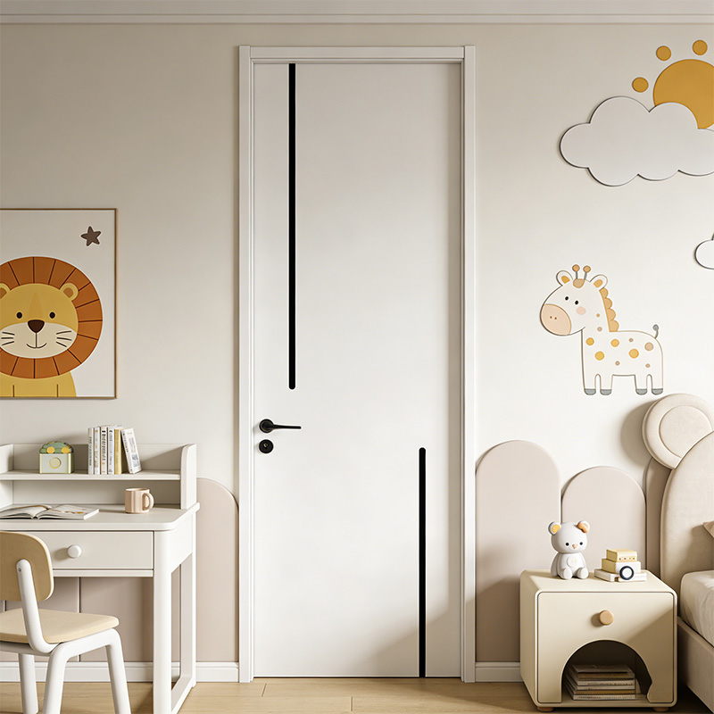 GP-06 White Painting Flat Teak Wood Main Interior Door