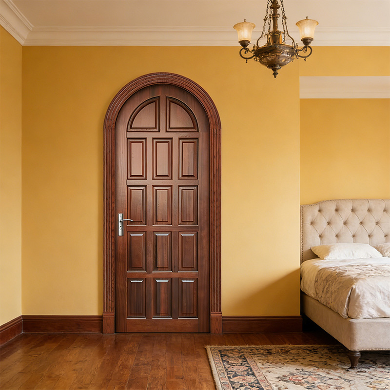 GPS-09 Luxury Arched Top Solid Wood Door For Villa