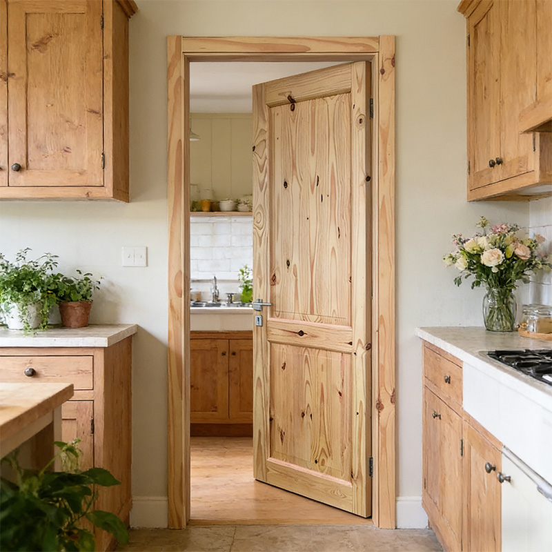 GY-PW02 American Style Solid Wood 2-Panel Knotty Interior Door