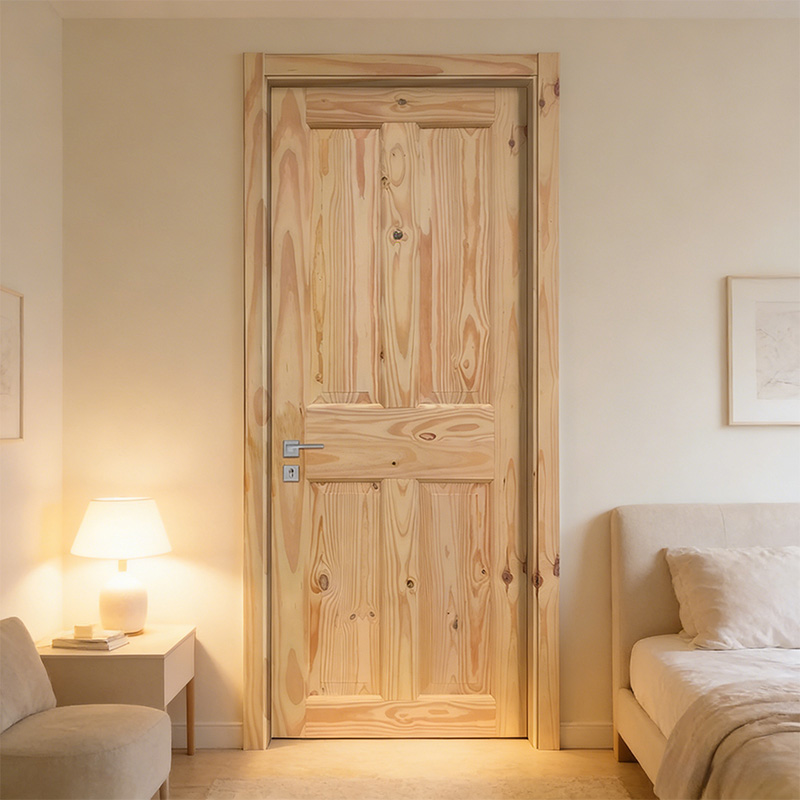 GY-PW01 Unfinished Interior Solid Pine Sliding Wood Door