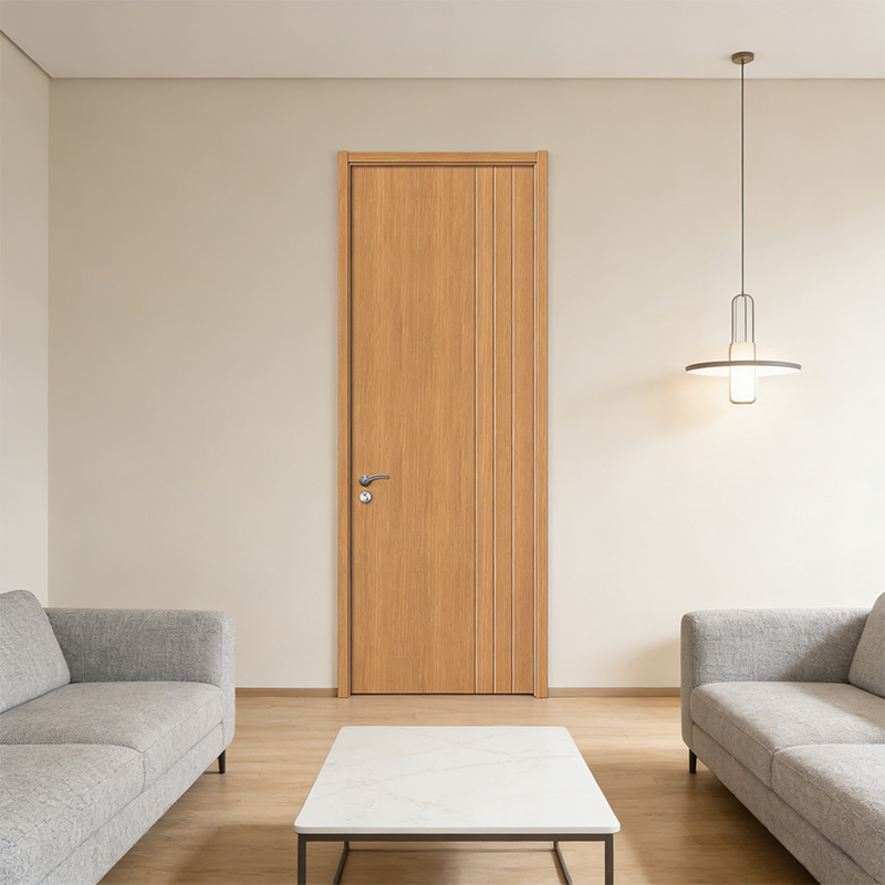 GY-P008 Simple Design Bedroom Entry PVC Wooden Door