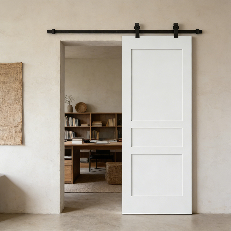 GS-03 3 Paneled Shaker Solid Wooden Panel Interior Barn Door