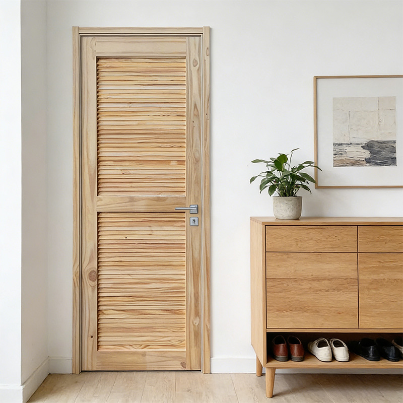 GY-PW12 Natural Unfinished Solid Pine Wood Louver Door