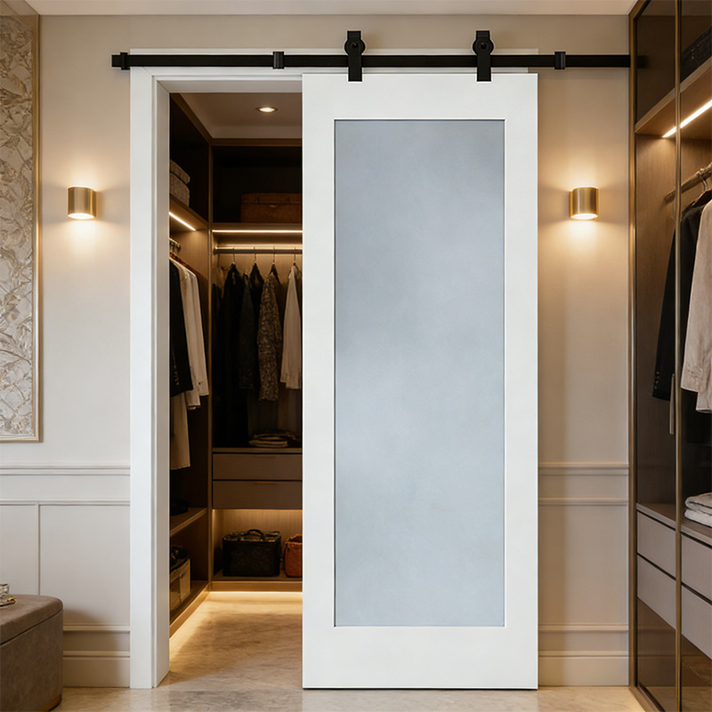 GS-01/01B White Primed MDF 1 Panel Interior Sliding Barn Door