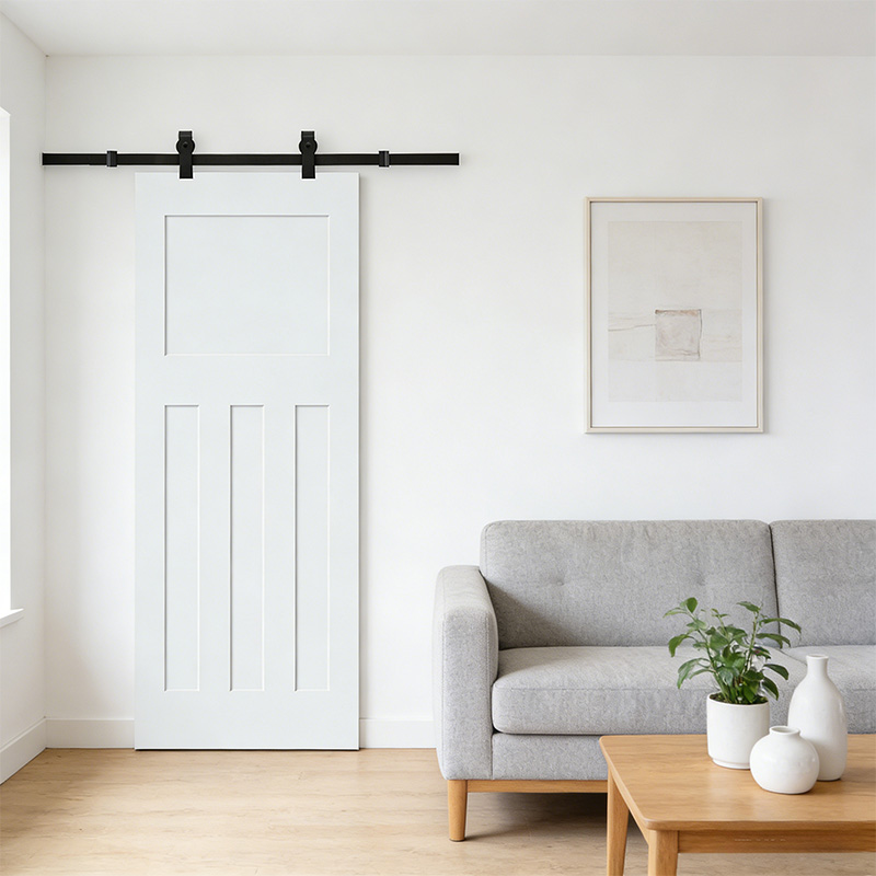 GS-T04 White DIY Interior Sliding Barn Door with Hardware Kit