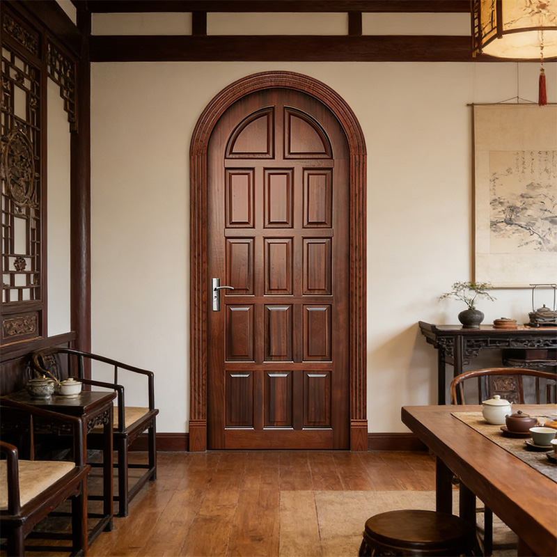 GPS-09 Luxury Arched Top Solid Wood Door For Villa