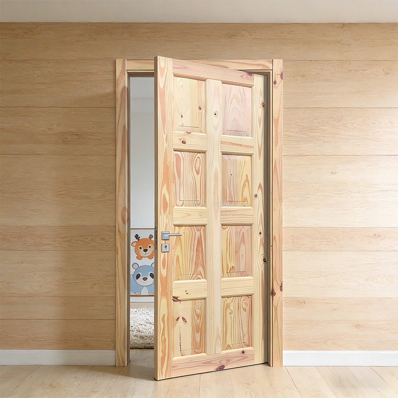 GY-PW07 Carving Design Solid Wooden Pine Swing Door