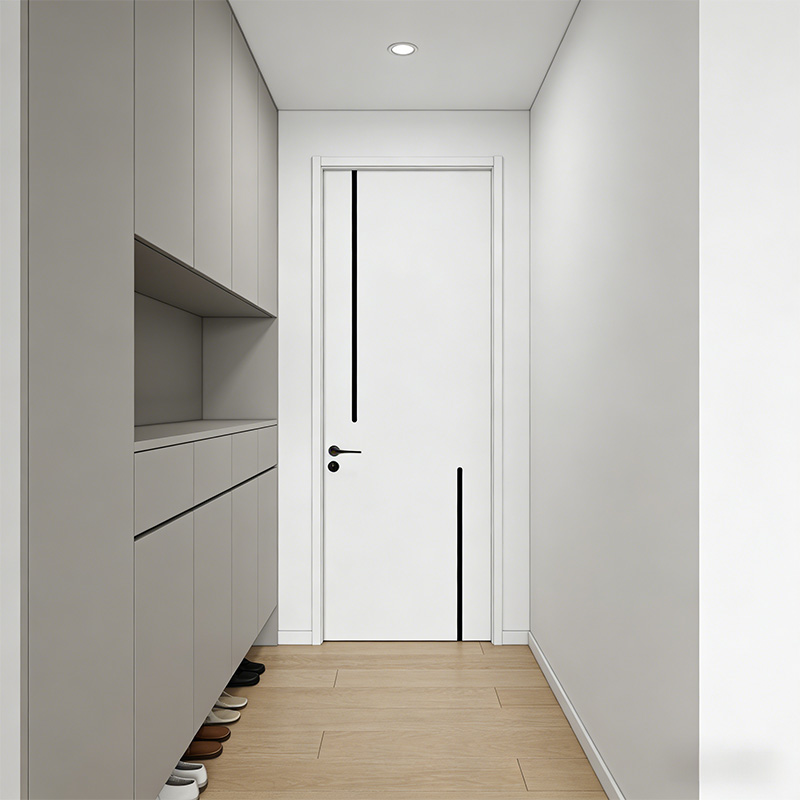 GP-06 White Painting Flat Teak Wood Main Interior Door