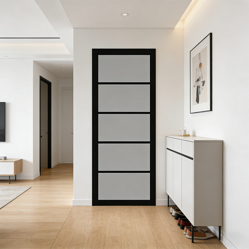 GG-06 French Style Primed Black Frosted Glass Door