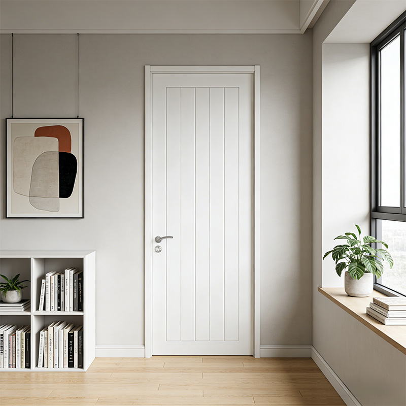 GH-07 White Primed Hollow Core Wooden Prehung Door