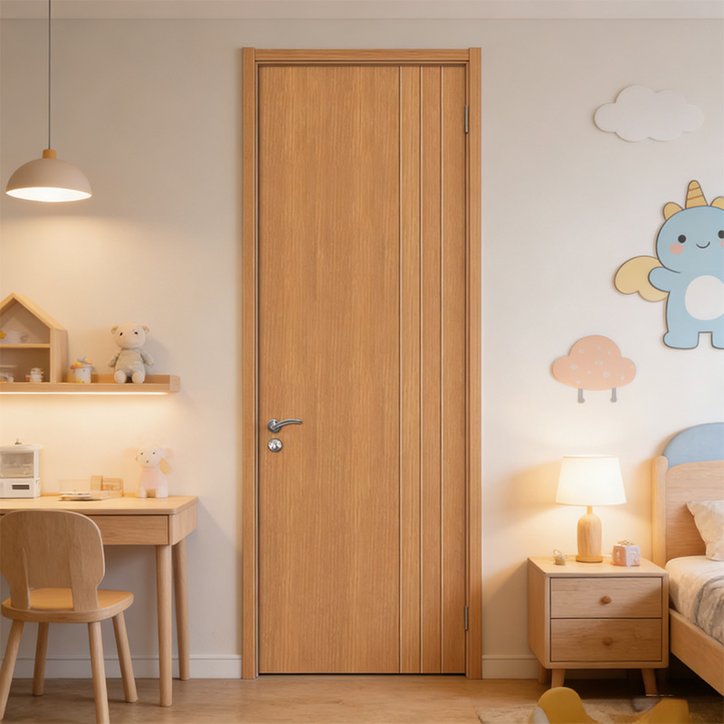 GY-P008 Simple Design Bedroom Entry PVC Wooden Door