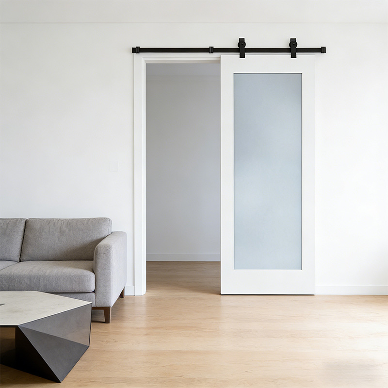 GS-01/01B White Primed MDF 1 Panel Interior Sliding Barn Door