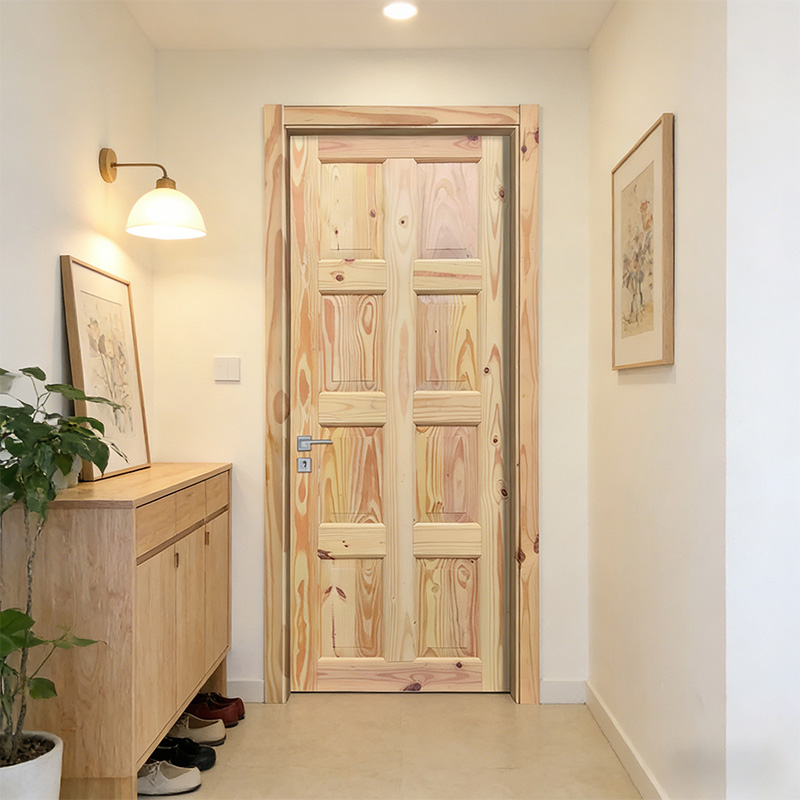 GY-PW07 Carving Design Solid Wooden Pine Swing Door