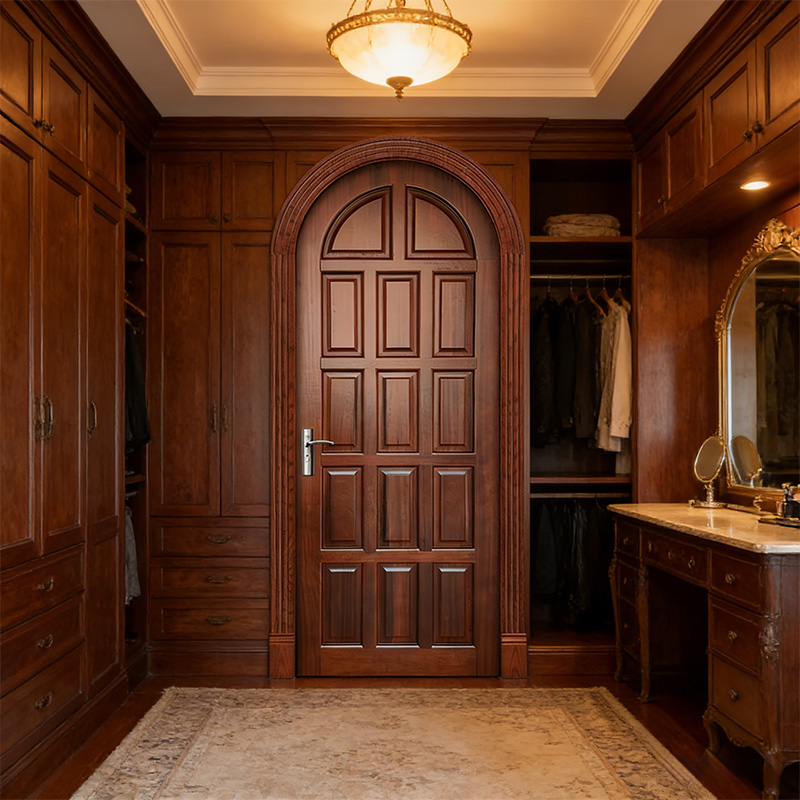 GPS-09 Luxury Arched Top Solid Wood Door For Villa