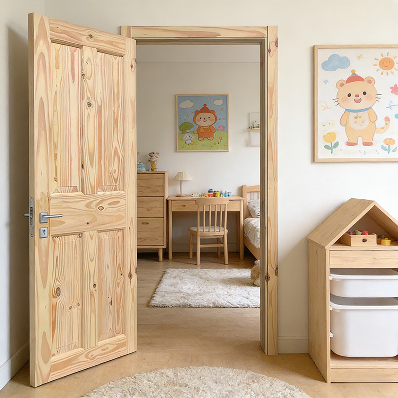 GY-PW01 Unfinished Interior Solid Pine Sliding Wood Door