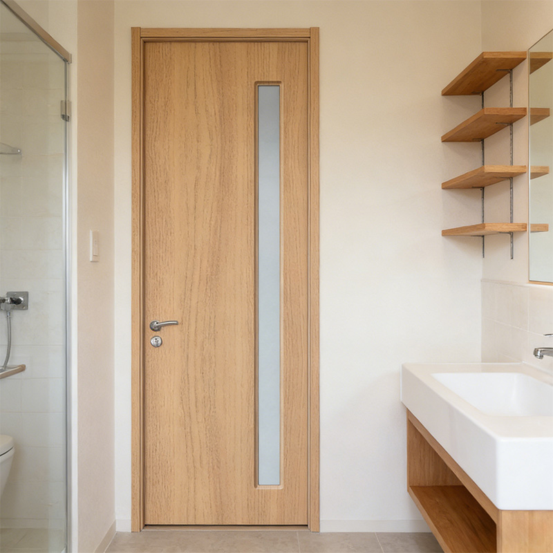 GY-P080 Modern Style MDF PVC Interior Wood Door with Glass