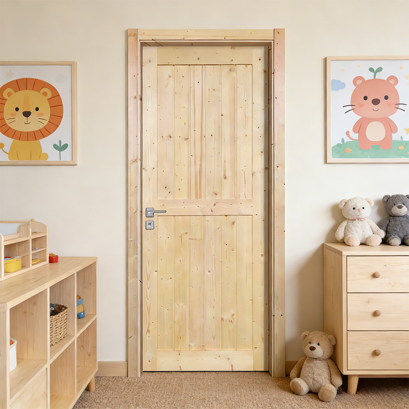 GY-PW08 Antique Design Solid Pine Wood Sliding Barn Door