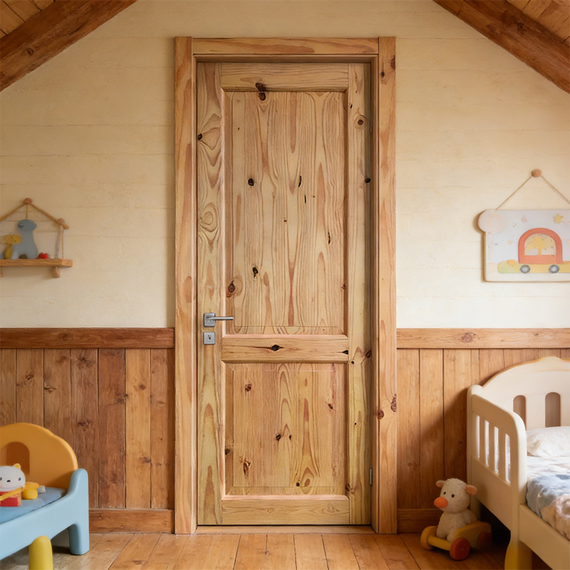 GY-PW02 American Style Solid Wood 2-Panel Knotty Interior Door