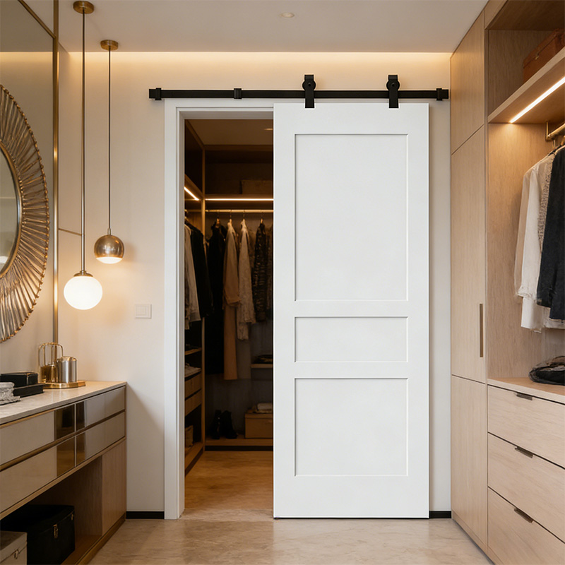 GS-03 3 Paneled Shaker Solid Wooden Panel Interior Barn Door