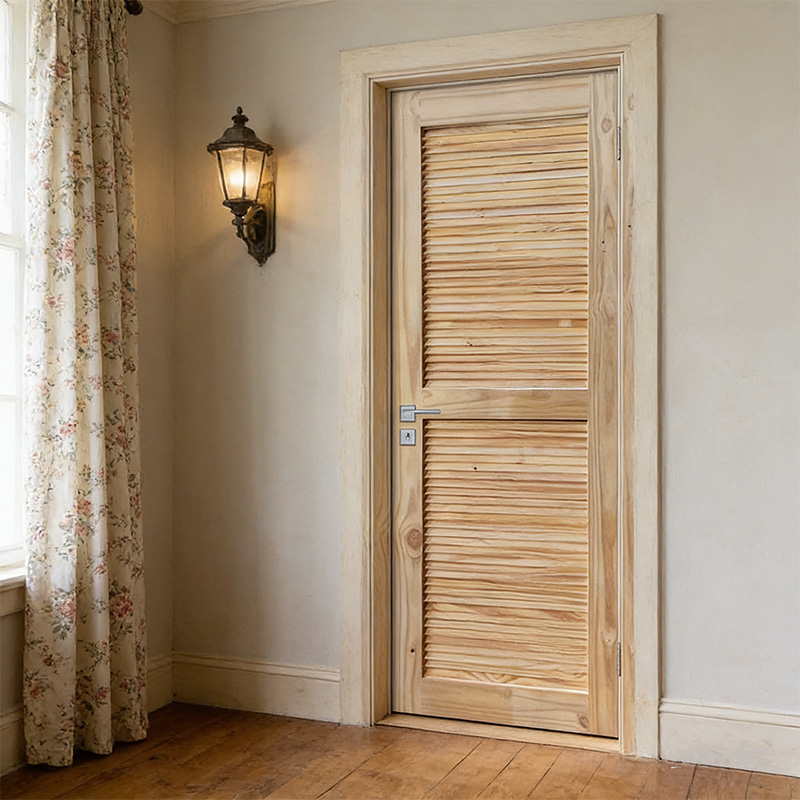 GY-PW12 Natural Unfinished Solid Pine Wood Louver Door