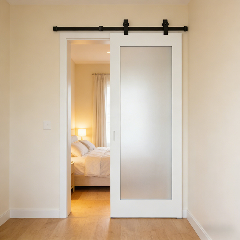 GS-01/01B White Primed MDF 1 Panel Interior Sliding Barn Door