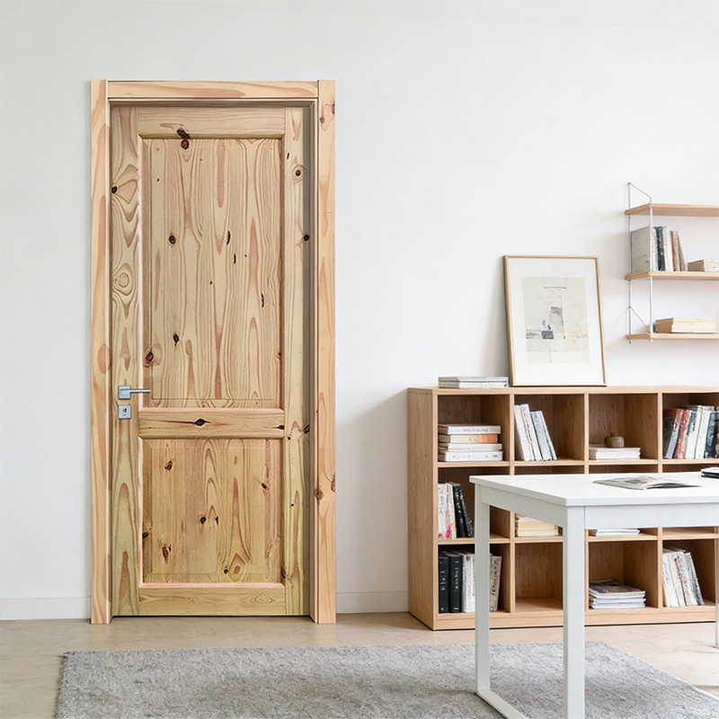 GY-PW02 American Style Solid Wood 2-Panel Knotty Interior Door