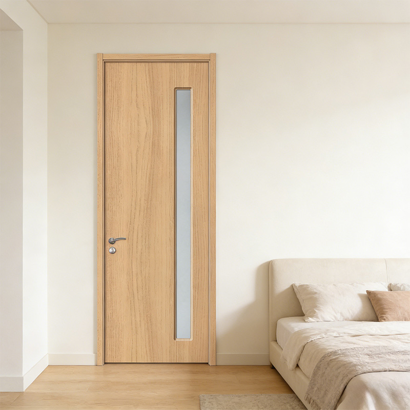 GY-P080 Modern Style MDF PVC Interior Wood Door with Glass