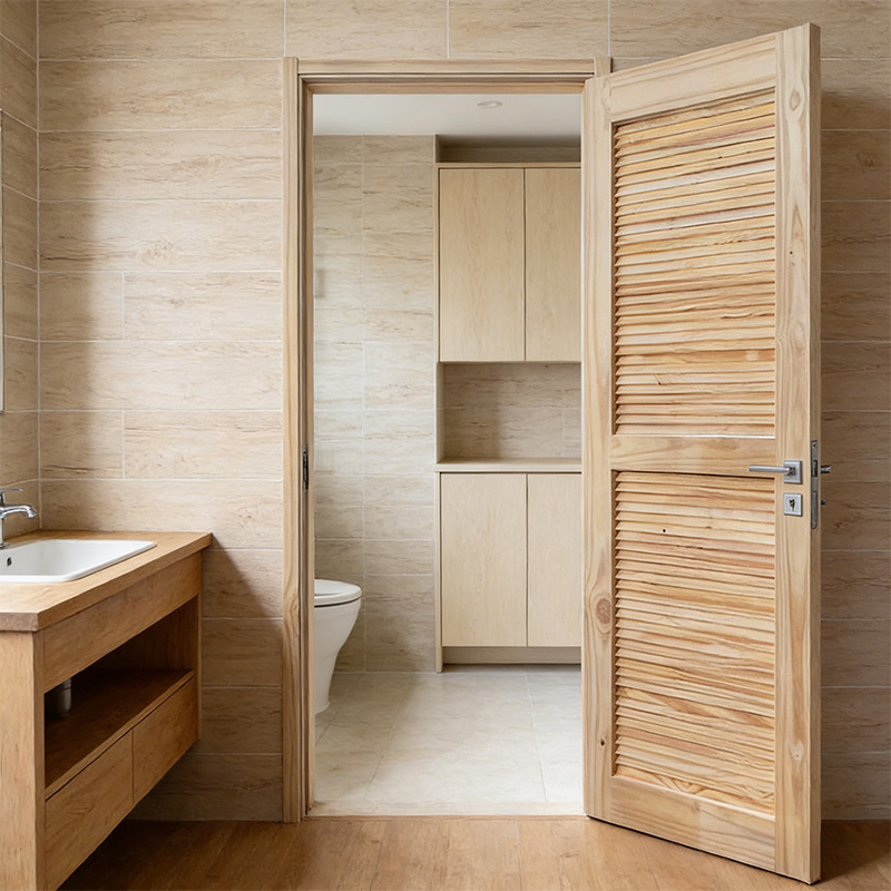 GY-PW12 Natural Unfinished Solid Pine Wood Louver Door
