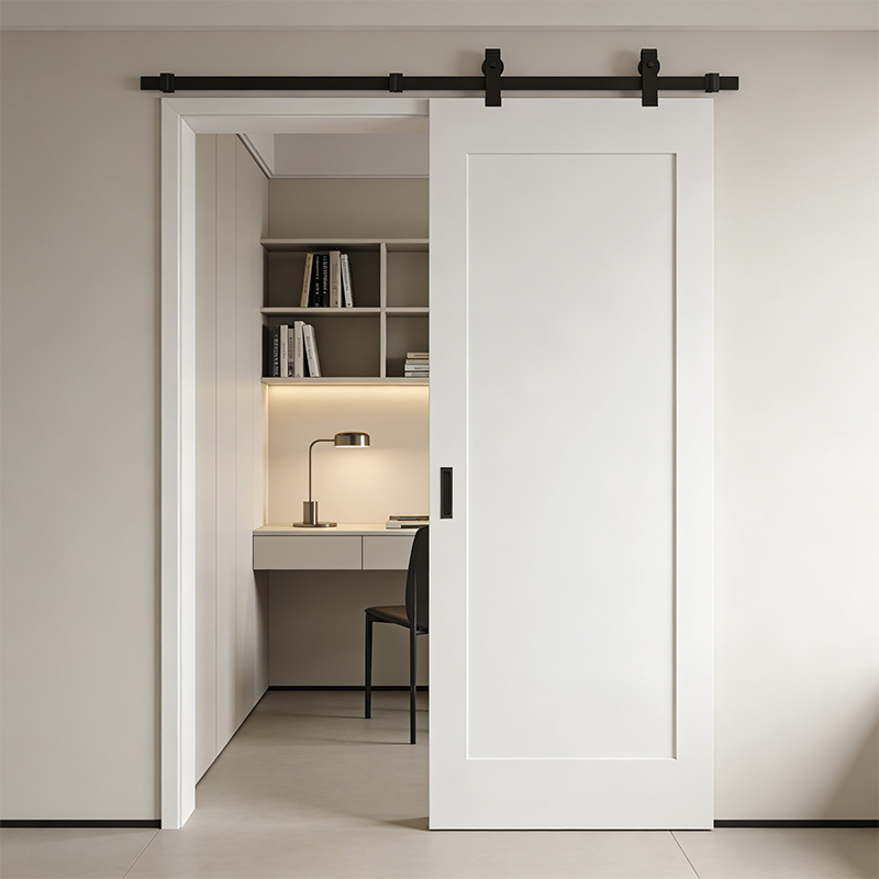 GS-01/01B White Primed MDF 1 Panel Interior Sliding Barn Door