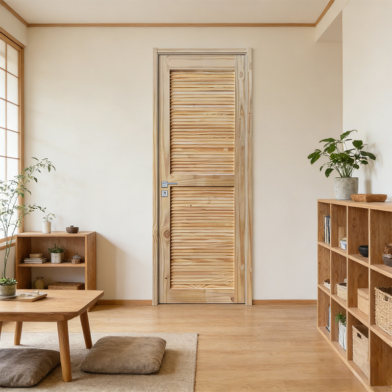GY-PW12 Natural Unfinished Solid Pine Wood Louver Door