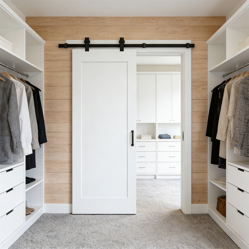 GS-01/01B White Primed MDF 1 Panel Interior Sliding Barn Door