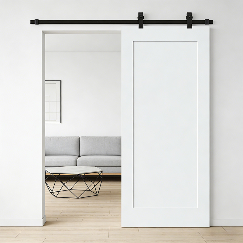 GS-01/01B White Primed MDF 1 Panel Interior Sliding Barn Door