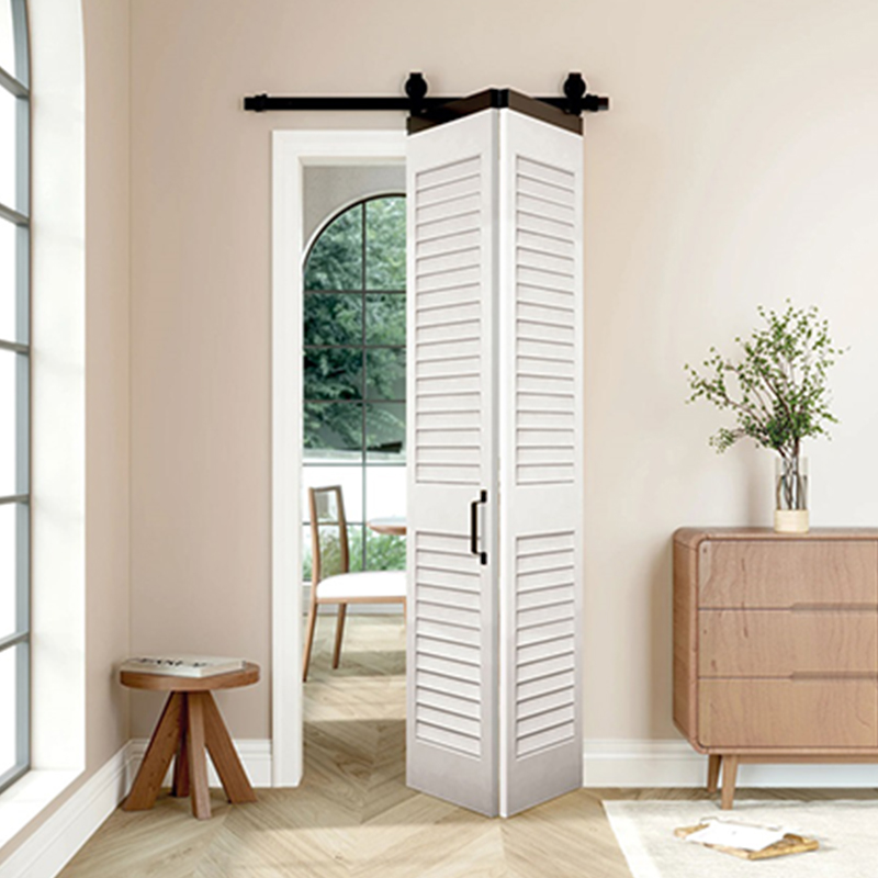 GS-L002 White Finished Louver Closet Bi-Fold Sliding Barn Door