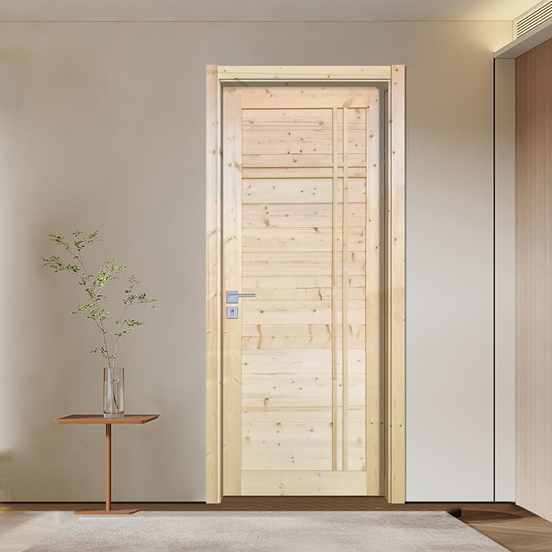 GY-PW10 Modern Solid Pine Wood Knotty Panel Bedroom Door