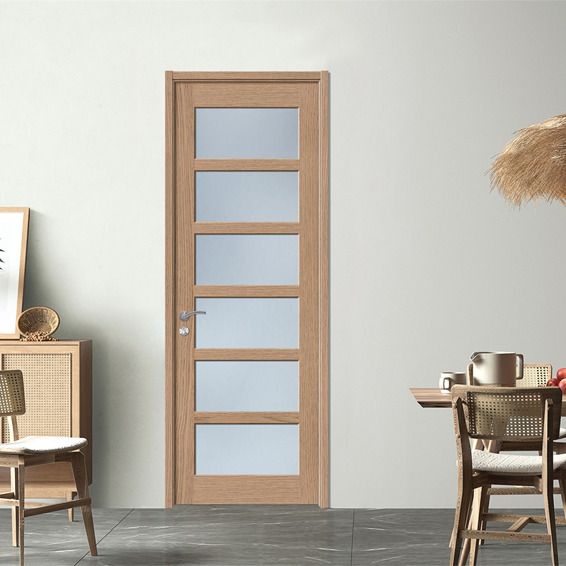 GV-01 Elegant Veneer Painted Wooden Door With Glass