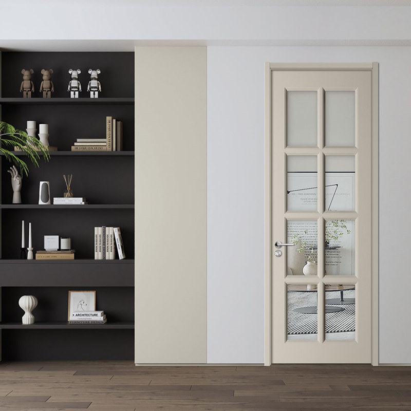 GG-01 White Hotel Apartment Entrance Wooden Glass Door